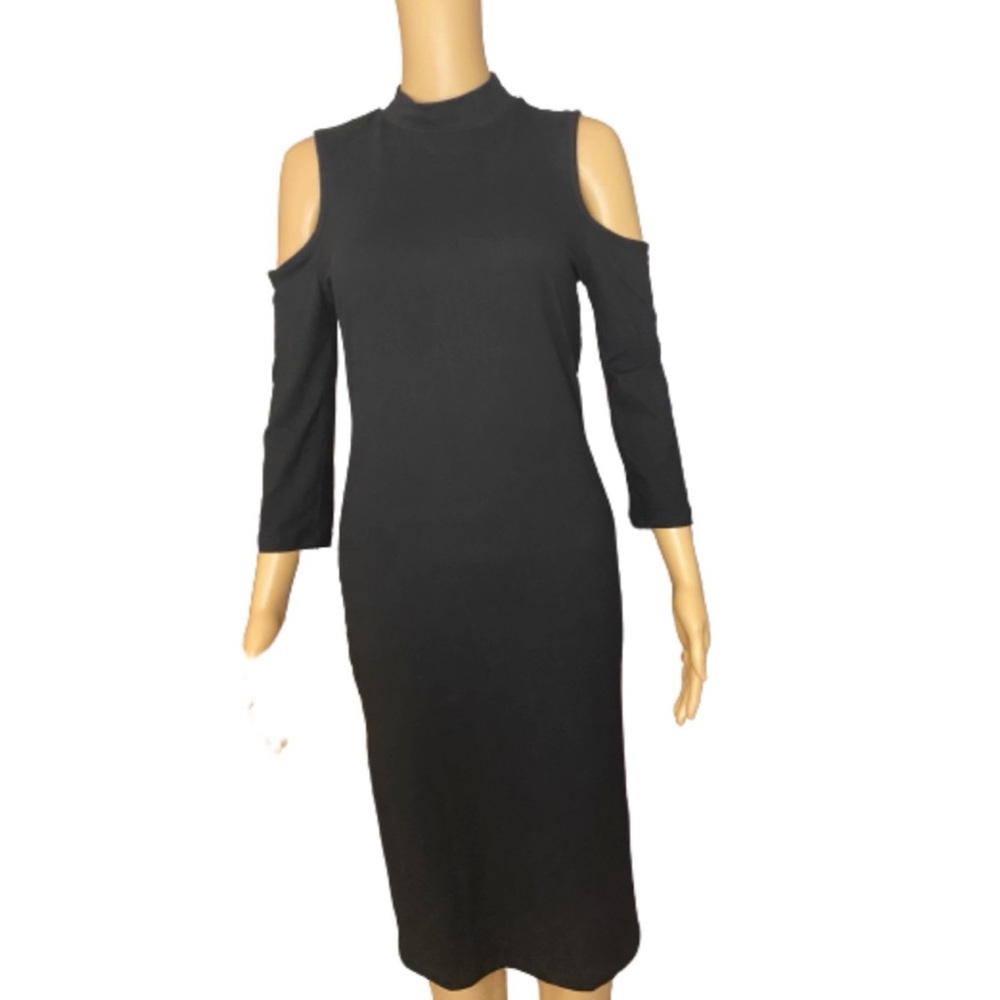 Love Chesley black cold shoulder midi dress size medium